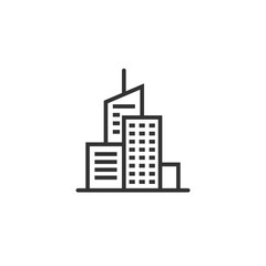 Building icon in flat style. Town skyscraper apartment vector illustration on white isolated background. City tower business concept.