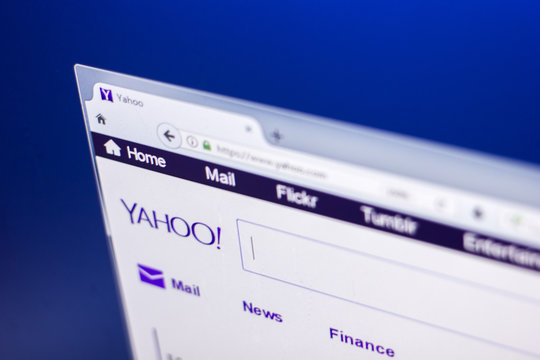 Ryazan, Russia - March 01, 2018 - Homepage of Yahoo.com on the display of PC.
