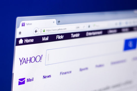 Ryazan, Russia - March 01, 2018 - Homepage of Yahoo.com on the display of PC.