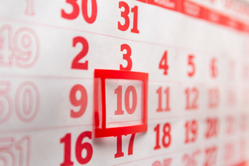 dates on a calendar