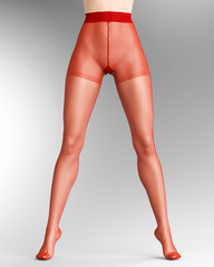 Long slender sexy legs woman nylon pantyhose.