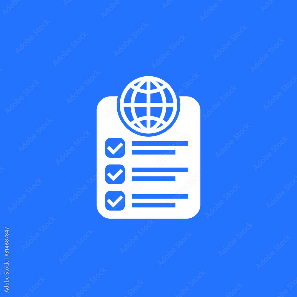 Poster checklist icon with globe, vector design