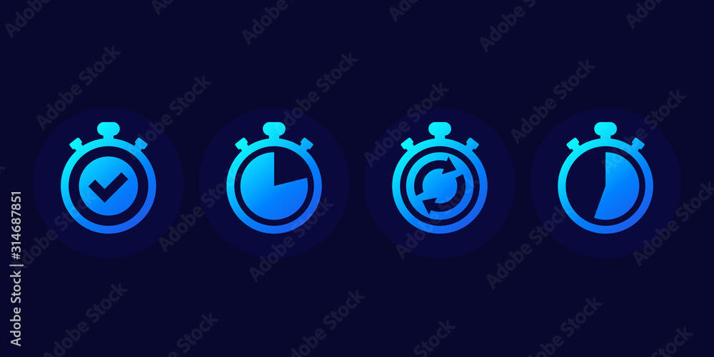 Poster chronometer, timer or countdown vector icons