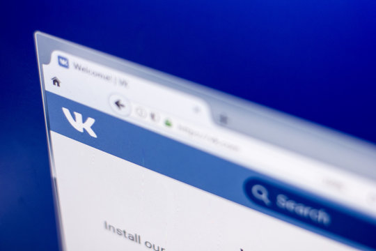 Ryazan, Russia - March 01, 2018 - Homepage of VK - popular russian social service on a display of PC, web adress - vk.com