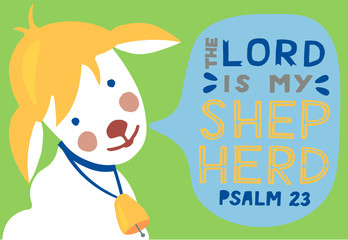 Hand lettering The Lord is my Shepherd with sheep