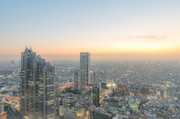Fototapeta premium 東京都新宿区西新宿にある東京都庁から見る東京の夕景