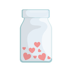 bottle with cute hearts isolated icon vector illustration design