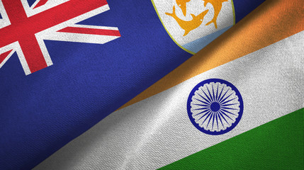 Anguilla and India two flags textile cloth, fabric texture