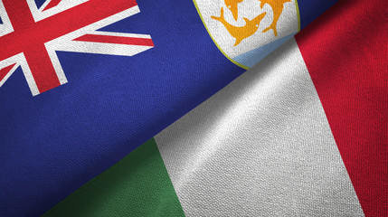 Anguilla and Italy two flags textile cloth, fabric texture
