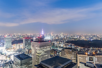 東京都新宿区西新宿にある東京都庁から見た東京の夜景