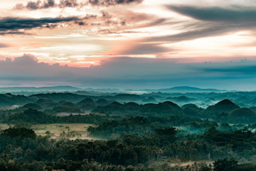 sunset Chocolate hills Bohol Philippines