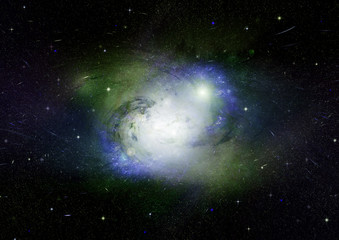 Stars, dust and gas nebula in a far galaxy