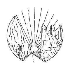 Nature Rock Mountain Line Graphic Illustration Vector Art T-shirt Design