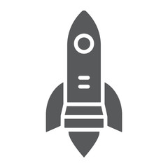 Startup glyph icon, business and strategy, rocket launch sign, vector graphics, a solid pattern on a white background, eps 10.