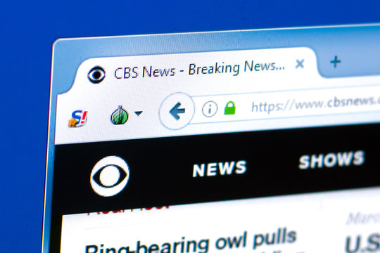 Ryazan, Russia - March 28, 2018 - Homepage of CBSNews on the display of PC, web address - cbsnews.com.