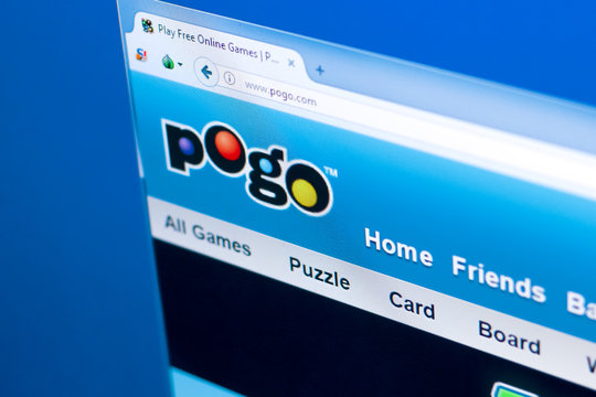 Ryazan, Russia - March 28, 2018 - Homepage of Pogo - games site on the display of PC, web address - pogo.com.