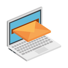 laptop computer with envelope isolated icon vector illustration design