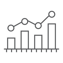 Bar chart analytics thin line icon, business and finance, graph sign, vector graphics, a linear pattern on a white background, eps 10.