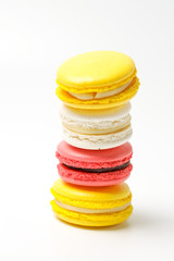 stack of macarons isolated on white background