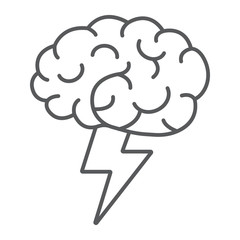 Brainstorm thin line icon, business and idea, creative sign, vector graphics, a linear pattern on a white background, eps 10.