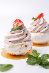 cake with cream and fruits