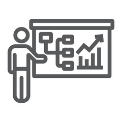 Business seminar line icon, business and training, presentation sign, vector graphics, a linear pattern on a white background, eps 10.
