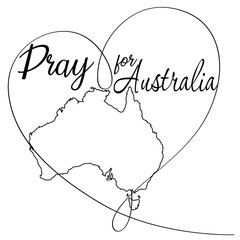 Pray for Australia with heart vector illustration