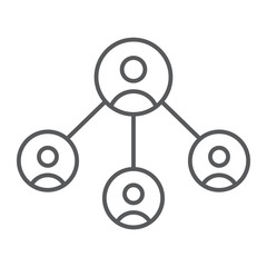 Business network thin line icon, business and global, social network sign, vector graphics, a linear pattern on a white background, eps 10.