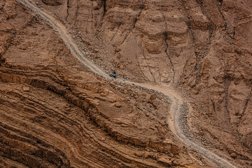 Negev Desert, motorcyclists on the highway