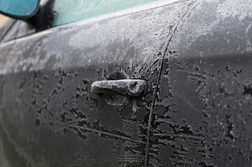 frozen car door lock isolated.