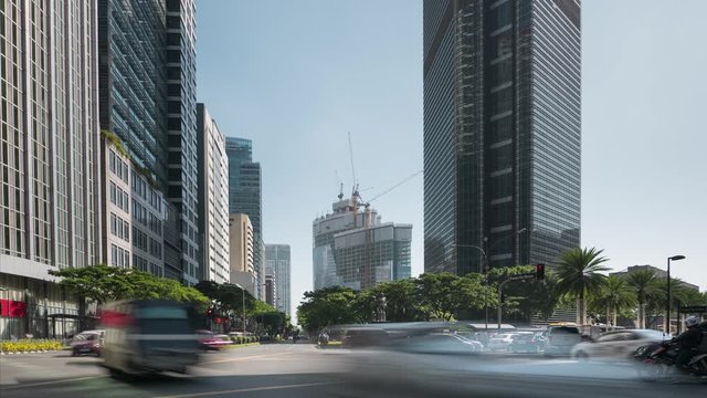 Manila downtown business area traffic time lapse