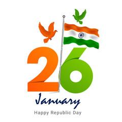 Creative abstract or poster for Republic Day Celebration of Indian Republic day concept with text 26 January.