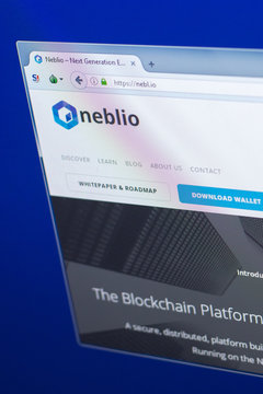 Ryazan, Russia - March 29, 2018 - Homepage of Neblio crypto currency, web address - nebl.io.