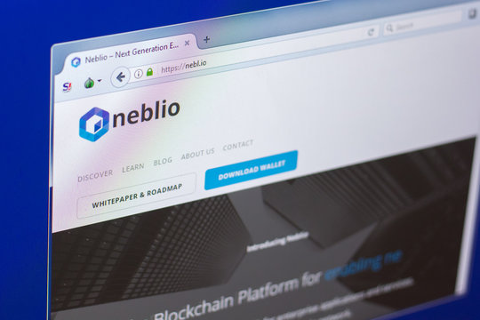 Ryazan, Russia - March 29, 2018 - Homepage of Neblio crypto currency, web address - nebl.io.