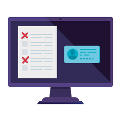 computer for vote online isolated icon vector illustration design