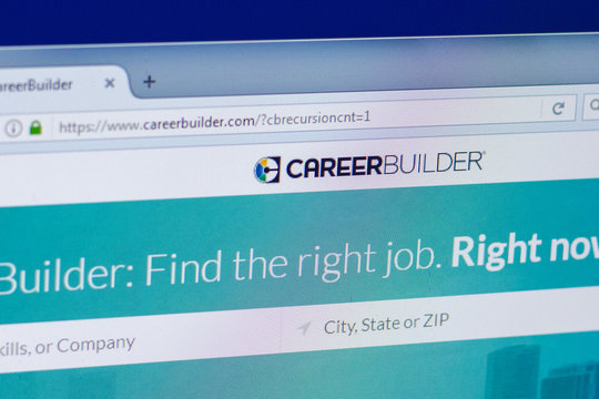 Ryazan, Russia - April 16, 2018 - Homepage of Career Builder website on the PC display, url - careerbuilder.com.