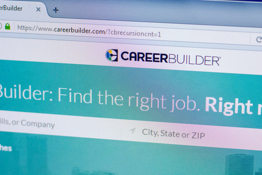 Ryazan, Russia - April 16, 2018 - Homepage of Career Builder website on the PC display, url - careerbuilder.com.