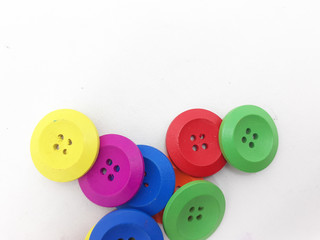 Various Bright Colorful Handmade Cute Shirt Button for Tailor Clothing Accessories in White Isolated Background 
