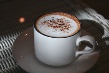 hot cappuccino coffee drink in the morning day