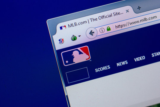Ryazan, Russia - April 16, 2018 - Homepage of MLB website on the display of PC, url - mlb.com.
