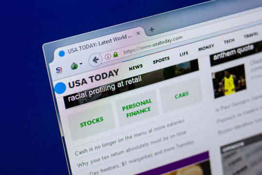 Ryazan, Russia - April 16, 2018 - Homepage of USA Today website on the PC display, url - usatoday.com.