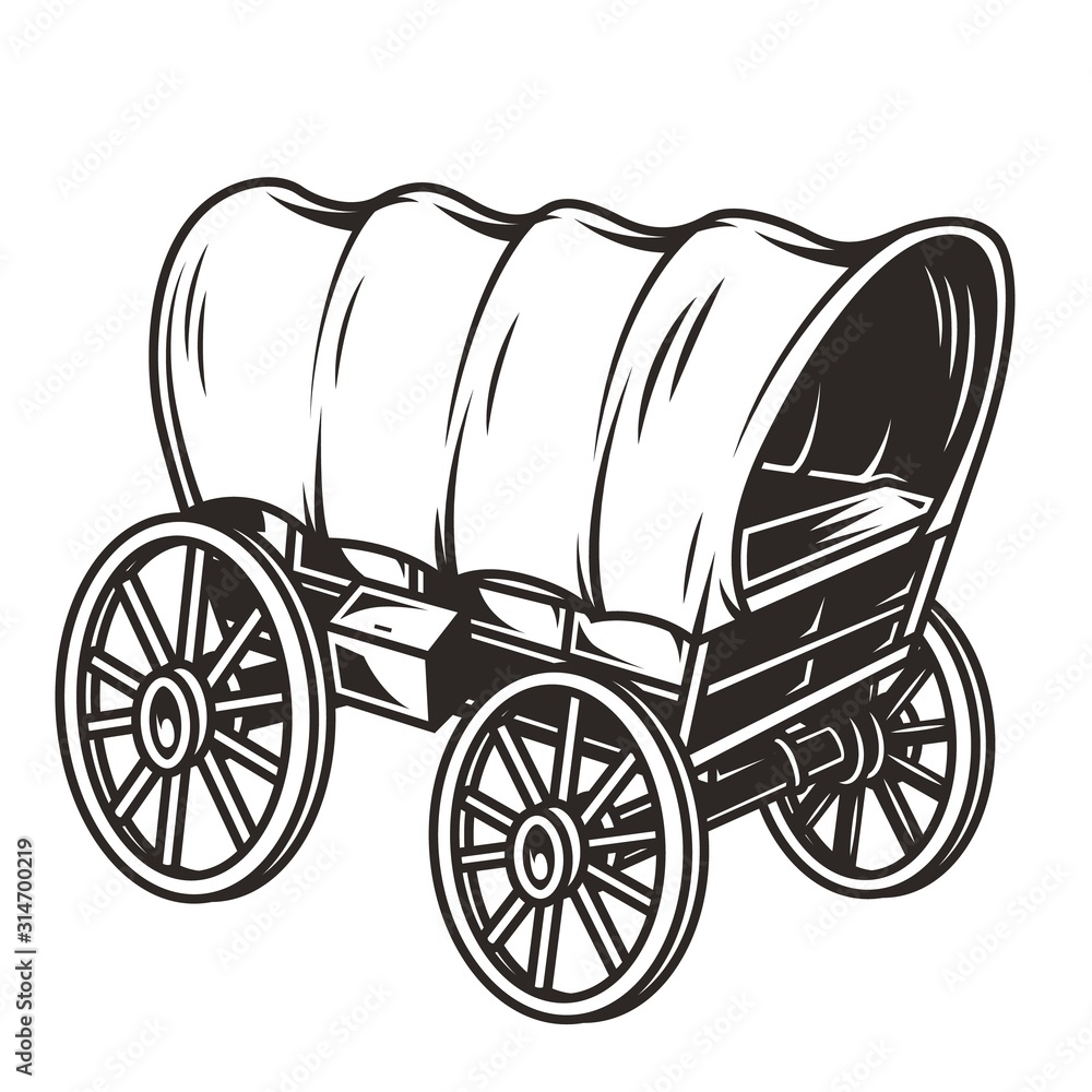 Poster Monochrome wild west wagon concept