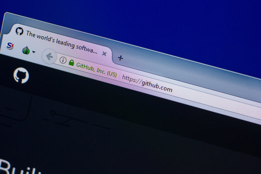 Ryazan, Russia - April 16, 2018 - Homepage of GitHub website on the display of PC, url - github.com.