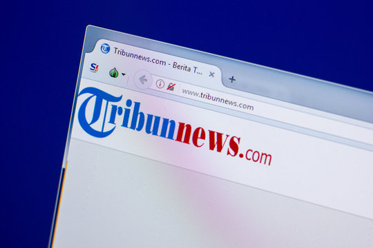 Ryazan, Russia - April 16, 2018 - Homepage of TribunNews website on the display of PC, url - tribunnews.com.