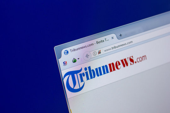 Ryazan, Russia - April 16, 2018 - Homepage of TribunNews website on the display of PC, url - tribunnews.com.