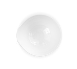Empty ceramic white bowl isolated on a white background. Top view