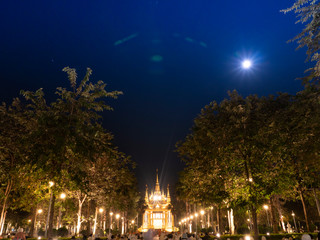 The gathering of Buddhist groups for religious practice, meditation in the early morning hours at...