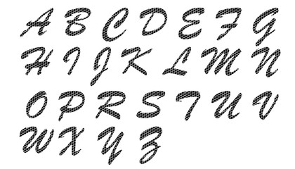 Obraz premium Set of creative Latin alphabet letters with snake skin pattern, stylish alphabet design for typography and typography.