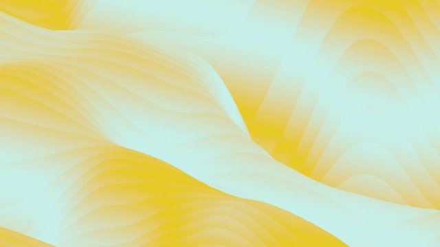 Looped animation. Abstract colorful wavy background in bright yellow and blue colors. Modern colorful wallpaper. 3d rendering.