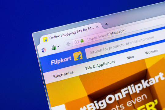 Ryazan, Russia - April 16, 2018 - Homepage of Flipkart website on the display of PC, url - flipkart.com